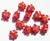 12 8-10mm Orange, White, & Red Bumpy Beads